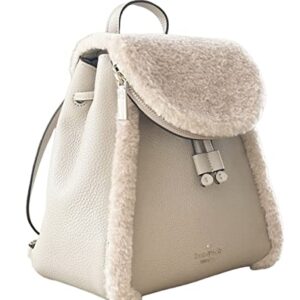 Kate Spade K9398 Leila Flap Backpack with Faux Shearling in Light Sand