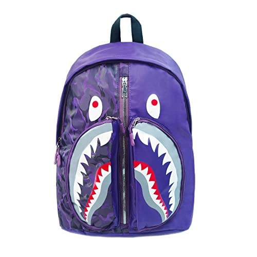 FJyuanqi School & Travel Backpack Laptop Backpack for Boys & Girls with Adjustable Strap Casual Daypack Hiking Bag 15 Inch - (Purple Shark)