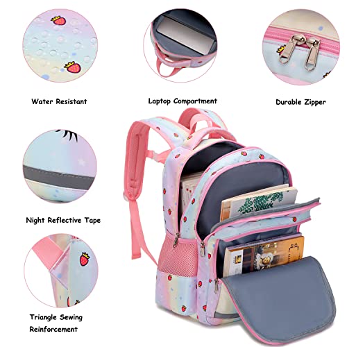 JSQDAGZH Unicorn Backpack and Lunch Box for Girls, Unicorn Backpack for Girls Kids School Bags Backpack with Lunch Box and Pencil Case (Unicorn)