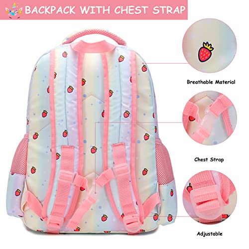 JSQDAGZH Unicorn Backpack and Lunch Box for Girls, Unicorn Backpack for Girls Kids School Bags Backpack with Lunch Box and Pencil Case (Unicorn)