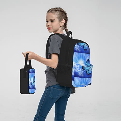 YIDUODUOX School Bookbags Set Personalized Beauty Butterfly Student Backpack With Lunch Box And Pencil Case School Backpack Boys Girls