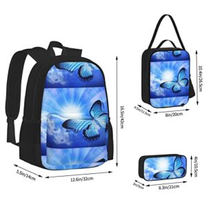 YIDUODUOX School Bookbags Set Personalized Beauty Butterfly Student Backpack With Lunch Box And Pencil Case School Backpack Boys Girls