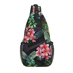 hawaiian tropical flower sling bag travel hiking casual daypack crossbody shoulder backpack unisex chest bag
