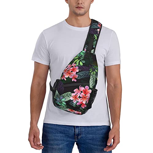 Hawaiian Tropical Flower Sling Bag Travel Hiking Casual Daypack Crossbody Shoulder Backpack Unisex Chest Bag