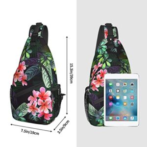 Hawaiian Tropical Flower Sling Bag Travel Hiking Casual Daypack Crossbody Shoulder Backpack Unisex Chest Bag