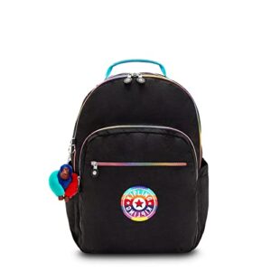 kipling seoul large 15″ laptop backpack truly black rainbow