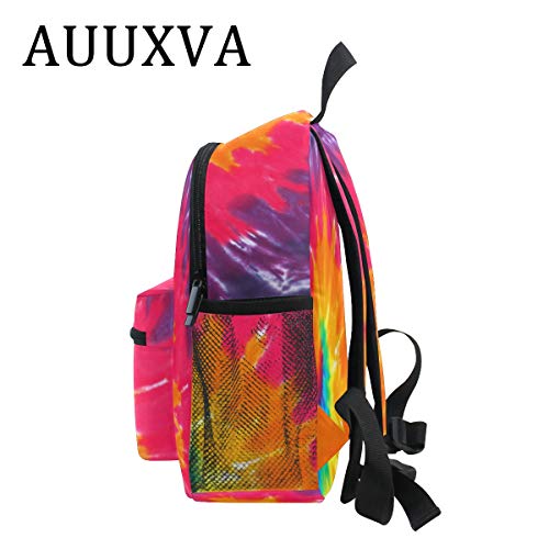 AUUXVA Kids Backpack Tie Dye Art Preschool Kindergarten Mini Children Bag Bookbags Daypack with Chest Strap Toddler Girls Boys