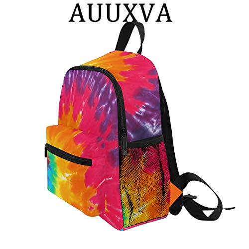 AUUXVA Kids Backpack Tie Dye Art Preschool Kindergarten Mini Children Bag Bookbags Daypack with Chest Strap Toddler Girls Boys