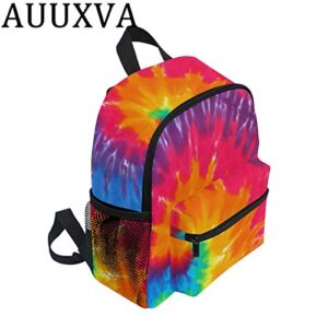 AUUXVA Kids Backpack Tie Dye Art Preschool Kindergarten Mini Children Bag Bookbags Daypack with Chest Strap Toddler Girls Boys