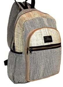 unisex large 100% hemp and natural woven cotton backpack – neutral beige