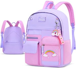 rainbow backpack for girls large capacity student school bag water resistant elementary children daypack