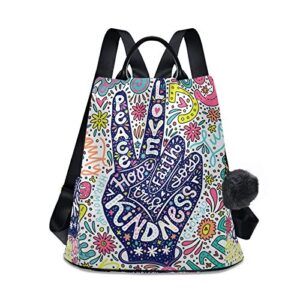 alaza floral peace sign gesture backpack purse for women anti theft fashion back pack shoulder bag