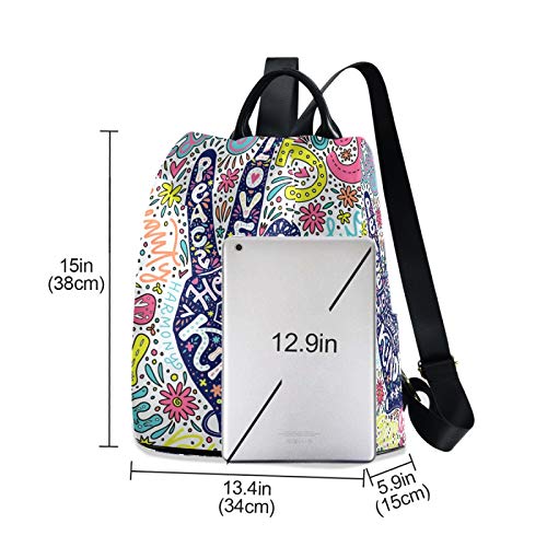 ALAZA Floral Peace Sign Gesture Backpack Purse for Women Anti Theft Fashion Back Pack Shoulder Bag