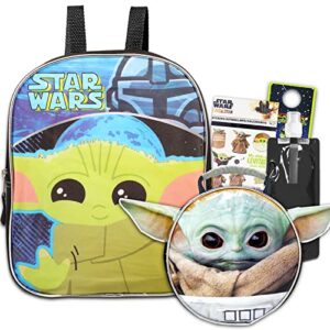 fast forward baby yoda mini backpack with lunch box set – bundle with 11″ baby yoda backpack, mandalorian lunch bag, water bottle, stickers, more | star wars backpack for boys