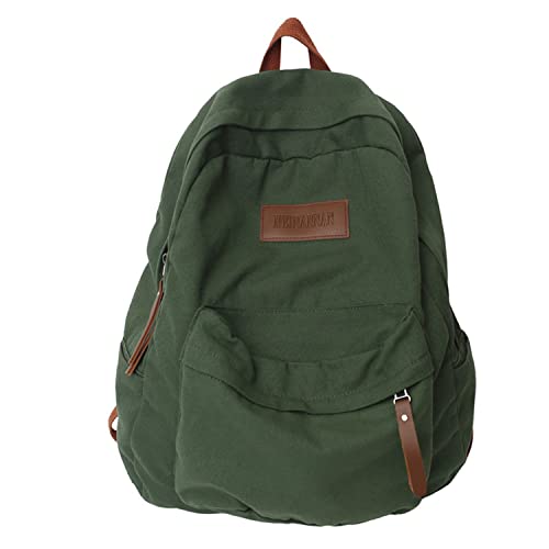 Canvas Backpack for Women Vintage Grunge Hippie Bookbags Aesthetic College School Bag Western Trendy Rucksack (Green)