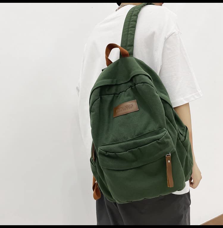 Canvas Backpack for Women Vintage Grunge Hippie Bookbags Aesthetic College School Bag Western Trendy Rucksack (Green)