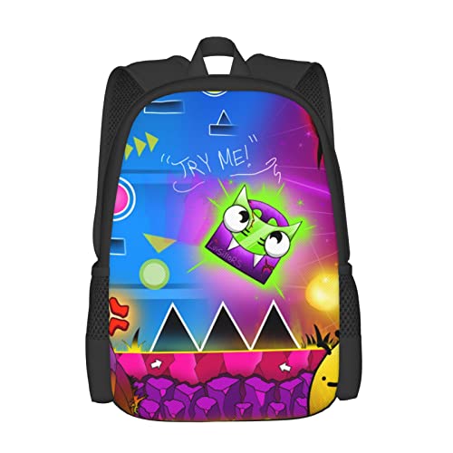 Geometry Dash Unisex Large Capacity Backpack Bookbags Casual Laptop Lightweight Bag Travel Daypack