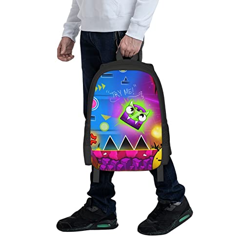 Geometry Dash Unisex Large Capacity Backpack Bookbags Casual Laptop Lightweight Bag Travel Daypack