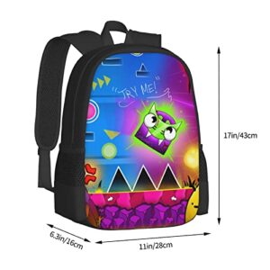 Geometry Dash Unisex Large Capacity Backpack Bookbags Casual Laptop Lightweight Bag Travel Daypack