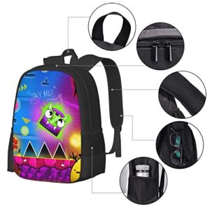 Geometry Dash Unisex Large Capacity Backpack Bookbags Casual Laptop Lightweight Bag Travel Daypack