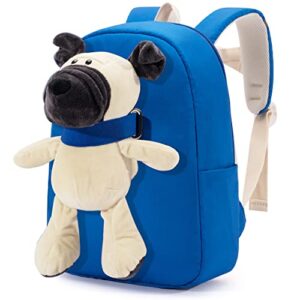 orleens small toddler kids backpack for girls boys, gift bag for 3-6 years old children stuffed puppy toys 9 inch