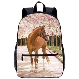 fehuew kids 3d horse backpacks girls shoulder bag casual daypack 17″ laptop bag for unisex teens