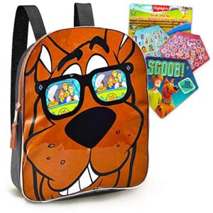 warner toys scooby doo backpack for kids, toddlers – bundle with 15 inch scooby doo backpack plus scooby stickers and highlights activity book (kids backpacks)