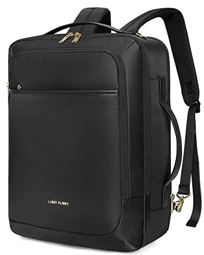 LIGHT FLIGHT Laptop Backpack Women, Large Computer Backpack for 17.3 Inch Laptop, Professional Womens Work Backpack, Convertible 3 In 1 Backpacks Water Resistant, Black