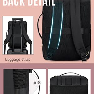 LIGHT FLIGHT Laptop Backpack Women, Large Computer Backpack for 17.3 Inch Laptop, Professional Womens Work Backpack, Convertible 3 In 1 Backpacks Water Resistant, Black