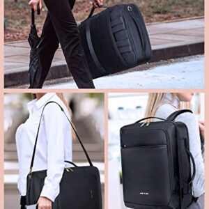 LIGHT FLIGHT Laptop Backpack Women, Large Computer Backpack for 17.3 Inch Laptop, Professional Womens Work Backpack, Convertible 3 In 1 Backpacks Water Resistant, Black