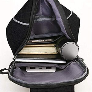 Sling Bag Crossbody Anti Theft Chest Backpack Shoulder Bag Lightweight Shoulder Slim Multipurpose Bag with USB Charging Port