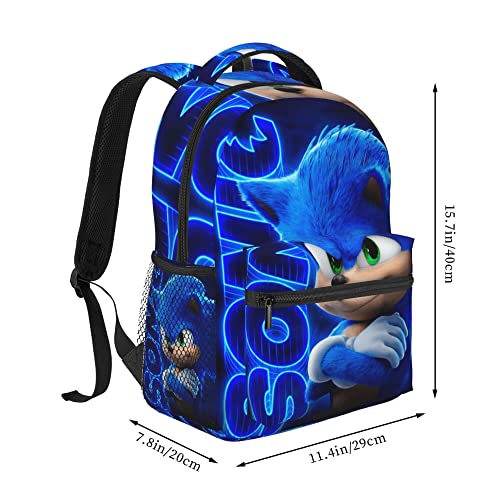 Highso Cartoon Backpack For Boys Girls High Capacity Bookbag 3d Printed Lightweight Travel Backpack 14 Inch Adjustable Backpack With Bottle Side Pockets, Blue