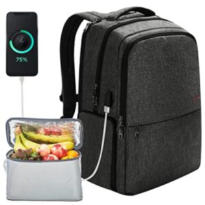 slotra lunch backpack,17 inch laptop backpack with lunch box usb port travel computer backpack large capacity busniess commute bag