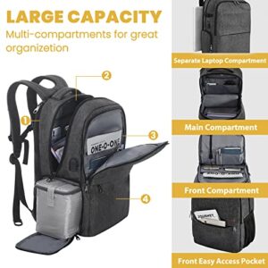 SLOTRA Lunch Backpack,17 Inch Laptop Backpack with Lunch Box USB Port Travel Computer Backpack Large Capacity Busniess Commute Bag