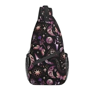 sling bag tarot moon butterfly magic goth hiking daypack crossbody shoulder backpack travel chest pack for men women