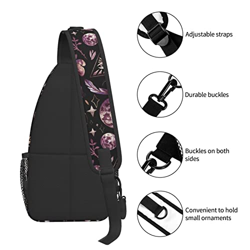 Sling Bag Tarot Moon Butterfly Magic Goth Hiking Daypack Crossbody Shoulder Backpack Travel Chest Pack for Men Women