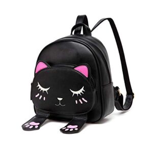diomo toddler backpack for girls cartoon kids backpack purse, cute cat small kawaii preschool backpack (black)