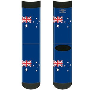buckle-down unisex-adult’s socks australia flags crew, multicolor