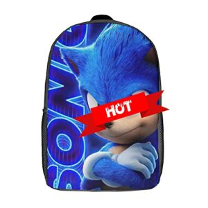 ohlcgin Sonic The Hedgehog Backpack Anime Backpack For Boys Unisex Cartoon Backpack For Teenagers Boys Backpack Girls Backpack Casual Daypack Travel Backpack Teen Bookbags Durable Backpacks, 17inch