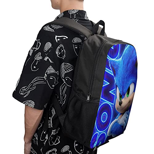 ohlcgin Sonic The Hedgehog Backpack Anime Backpack For Boys Unisex Cartoon Backpack For Teenagers Boys Backpack Girls Backpack Casual Daypack Travel Backpack Teen Bookbags Durable Backpacks, 17inch