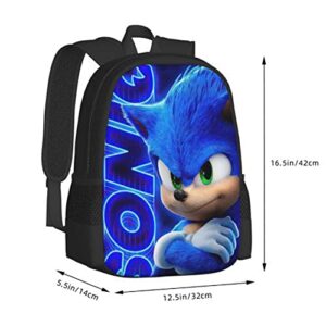 ohlcgin Sonic The Hedgehog Backpack Anime Backpack For Boys Unisex Cartoon Backpack For Teenagers Boys Backpack Girls Backpack Casual Daypack Travel Backpack Teen Bookbags Durable Backpacks, 17inch