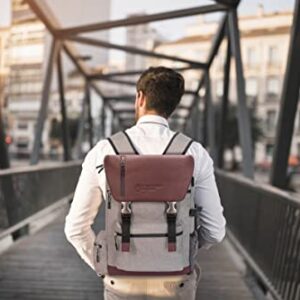 TENYBO Backpack And small Bag With Lock Included - Carbon Lined Bag And Backpack With Laptop Compartment And USB Port (Grey And Brown) Size 17x12 Inches Gift for Him