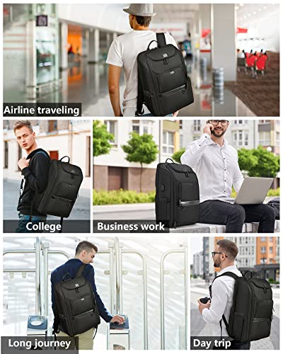 Travel Backpack for Men, TSA Approved Laptop Backpack Large Business Backpack for Men 17.3 Inch Water Resistant Computer Backpack with USB Charging Port, Work College School Bookbag for Men and Women