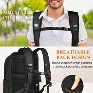 Travel Backpack for Men, TSA Approved Laptop Backpack Large Business Backpack for Men 17.3 Inch Water Resistant Computer Backpack with USB Charging Port, Work College School Bookbag for Men and Women