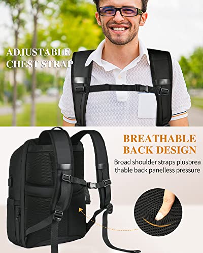 Travel Backpack for Men, TSA Approved Laptop Backpack Large Business Backpack for Men 17.3 Inch Water Resistant Computer Backpack with USB Charging Port, Work College School Bookbag for Men and Women