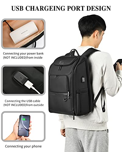 Travel Backpack for Men, TSA Approved Laptop Backpack Large Business Backpack for Men 17.3 Inch Water Resistant Computer Backpack with USB Charging Port, Work College School Bookbag for Men and Women