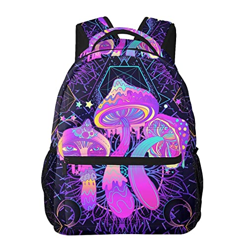 DADABULIU School Backpack Trippy Magic Mushrooms Psychedelic Mystic for Women Men Student Bookbag Durable Casual Daypack Teens College Lightweight Hiking Travel Bag