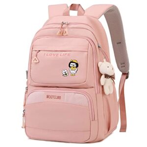moutclmb kids backpack,girls backpack,big-capacity school backpacks 18.1*11.8*7.87in for girls,school bags for elementary middle school high school,send cute pendant（pink）