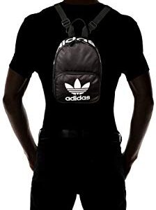 adidas Originals Women's Santiago 2 Mini Backpack, Black Satin/White, One Size