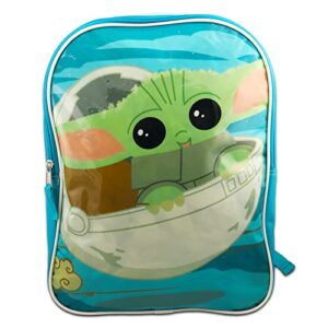 Baby Yoda Backpack for Kids - Star Wars School Supplies Bundle with 16" Grogu Backpack Plus Water Bottle, Mandalorian Decal, and More (Mandalorian School Backpack)